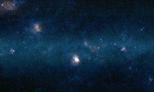 Three color image of the Galactic
Plane centered on l = 16.0
