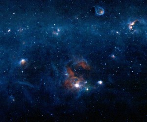 Three color image of the Galactic
Plane centered on l = 348.0